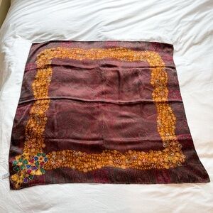 Chanel gripoix silk scarf rare paisley jewel chain multicolor authentic vintage